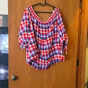 Plaid Off Shoulder Top